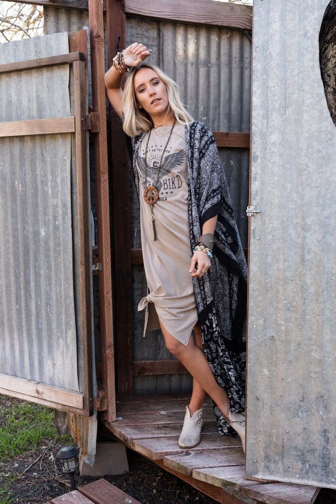 Free Bird Tee Dress - Khaki | Three ...